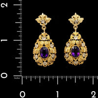 14K Two-tone Gold Estate Amethyst Earrings