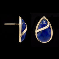 14K Yellow Gold Estate Lapis Earrings