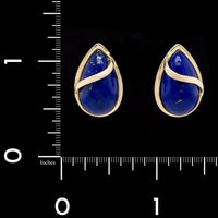 14K Yellow Gold Estate Lapis Earrings