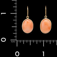 14K Yellow Gold Estate Coral Earrings