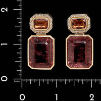 Katherine Jetter 18K Rose Gold Estate Pink Tourmaline and Diamond Earrings
