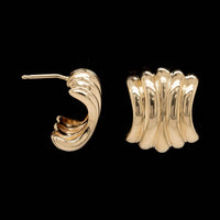14K Yellow Gold Estate Ribbed Earrings