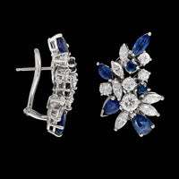 Platinum Estate Sapphire and Diamond Earrings