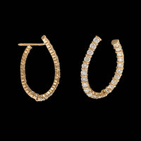 14K Yellow Gold Estate Diamond Inside Outside Hoops