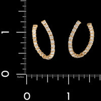 14K Yellow Gold Estate Diamond Inside Outside Hoops