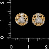 John Hardy 18K Two-tone Gold Estate Diamond Earrings
