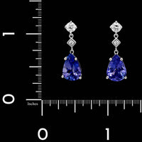 14K White Gold Estate Tanzanite and Diamond Earrings