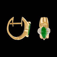 20K Yellow Gold Estate Jadeite and Diamond Earrings