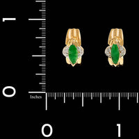 20K Yellow Gold Estate Jadeite and Diamond Earrings