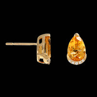 14K Yellow Gold Estate Citrine and Diamond Earrings