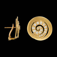 18K Yellow Gold Estate Diamond Swirl Earrings