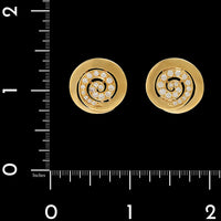 18K Yellow Gold Estate Diamond Swirl Earrings