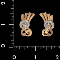Retro 14K Two-tone Gold Estate Diamond Earrings