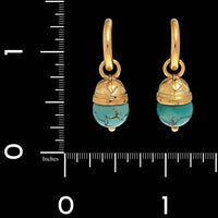 18K Yellow Gold Estate Turquoise Earrings