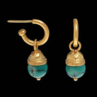 18K Yellow Gold Estate Turquoise Earrings