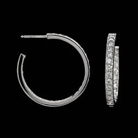 18K White Gold Estate Diamond Inside Outside Hoops