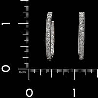 18K White Gold Estate Diamond Inside Outside Hoops