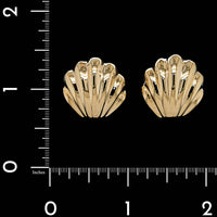 14K Yellow Gold Estate Shell Earrings