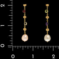 Marco Bicego 18K Yellow Gold Estate Paradise Pearl and Gemstone Earrings