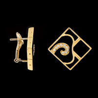 La Nouvelle Bague 18K Yellow Gold Estate Enamel and Diamond Earrings