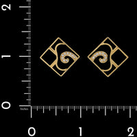 La Nouvelle Bague 18K Yellow Gold Estate Enamel and Diamond Earrings