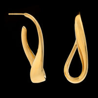 14K Yellow Gold Estate Swirl Hoop Earrings