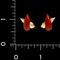 14K Yellow Gold Estate Red Jasper Earrings