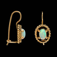 14K Yellow Gold estate Opal Earrings