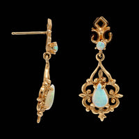 14K Yellow Gold Estate Opal Earrings