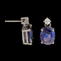 14K White Gold Estate Tanzanite and Diamond Earrings