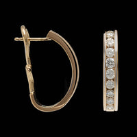 14K Yellow Gold Estate Diamond Half Hoops