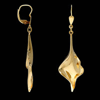 14K Yellow Gold Estate Freeform Drop Earrings