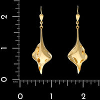 14K Yellow Gold Estate Freeform Drop Earrings