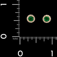 14K Yellow Gold Estate Emerald and Diamond Earrings