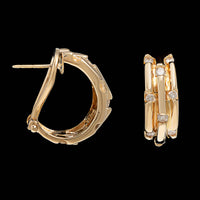 14K Yellow Gold Estate Diamond Half Hoop Earrings