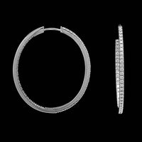 Memoire 18K White Gold Estate Diamond Inside Outside Hoops