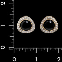 14K Two-tone Gold Estate Onyx and Diamond Earrings