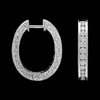 14K White Gold Estate Diamond Hoops