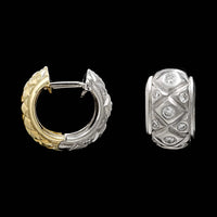14K Two-tone Gold Estate Diamond Huggie Hoops