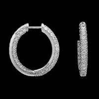 18K White Gold Estate Diamond Inside Outside Hoops