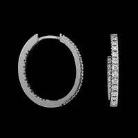 Memoire 18K White Gold Estate Diamond Inside Outside Hoops