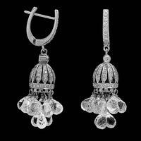 18K White Gold Estate White Topaz and Diamond Earrings