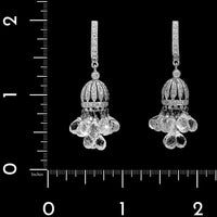 18K White Gold Estate White Topaz and Diamond Earrings