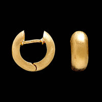 18K Yellow Gold Estate Brushed Huggie Hoop Earrings