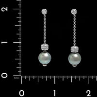 Mikimoto 18K White Gold Estate Cultured Black South Sea Pearl and Diamond Pearls in Motion Earrings