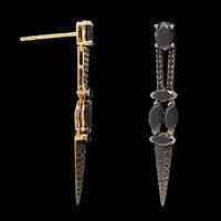 Etho Maria 18K Yellow Gold Estate Black Diamond Dangle Earrings