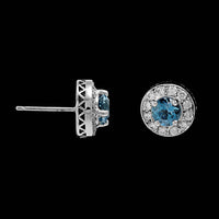 14K White Gold Estate Aquamarine and Diamond Earrings