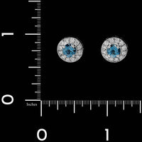 14K White Gold Estate Aquamarine and Diamond Earrings