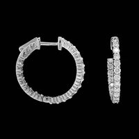 14K White Gold Estate Diamond Inside Outside Hoop Earrings