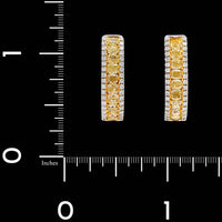18K Two-tone Gold Estate Fancy Yellow Diamond Hoops